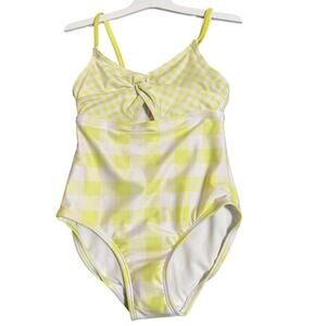 NWT Yellow Gingham One Piece Swimsuit Girl Toddler Size Small 6/7 Kid Cat & Jack